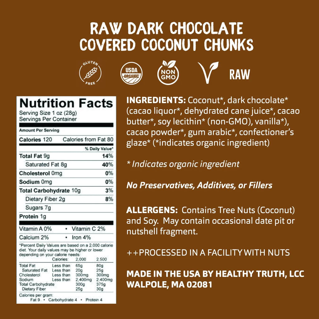 Organic Dark Chocolate Covered Coconut Chunks 1.4oz O210