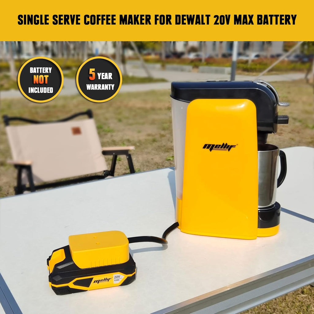 Cordless Coffee Maker for Dewalt 20V Max Battery, Portable Single-Serve Brewer for K-Cup Pods and Ground Coffee S2681