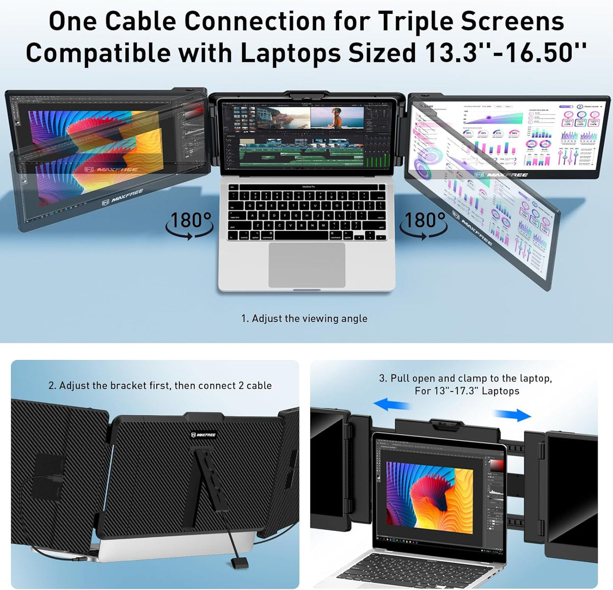 14" FHD 1080P Portable Laptop Monitor Extender with HDMI/USB-A/Type-C W959381