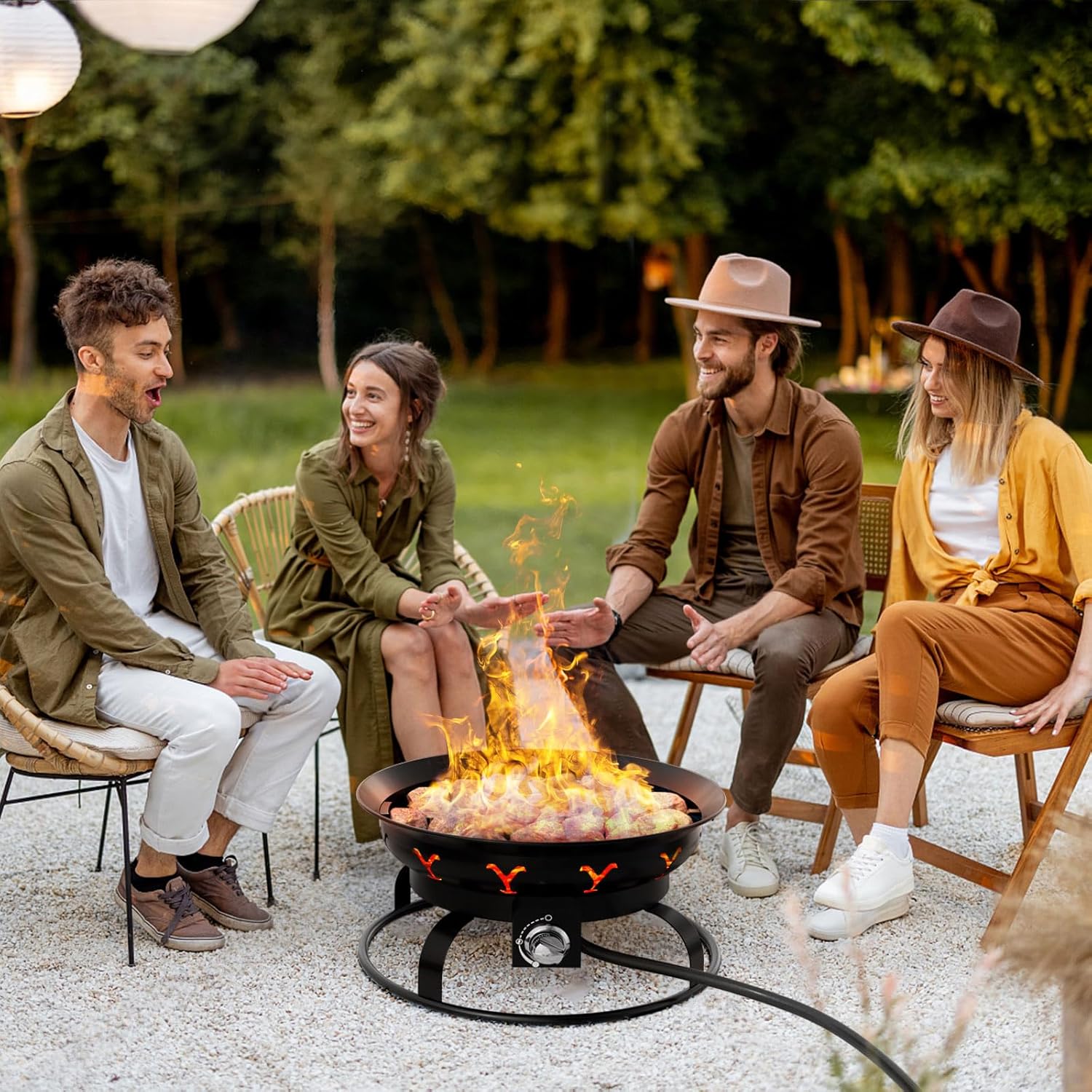 Portable Propane Fire Pit with Lid B7193
