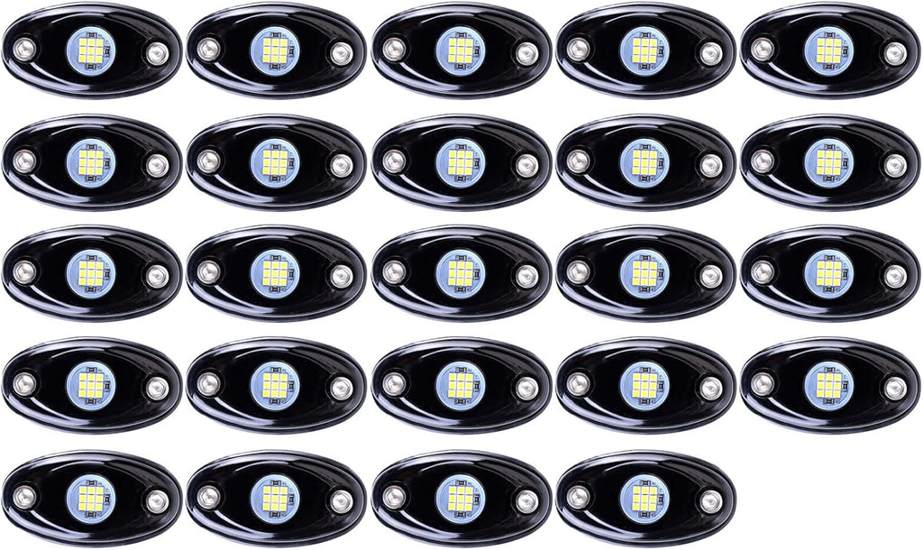 24 Pods LED Neon Underglow Light Waterproof Rock Light Kits 9W 800LM T445