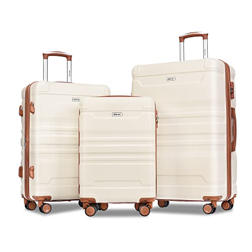 Brown and Ivory 4-Piece Expandable Hardside Suitcase Set M480314