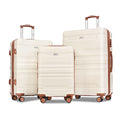 Brown and Ivory 4-Piece Expandable Hardside Suitcase Set M480314
