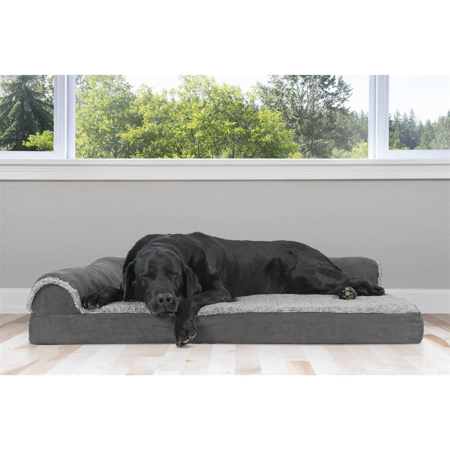 Two-Tone Faux Fur Suede Chaise Lounge Dog Bed G7750