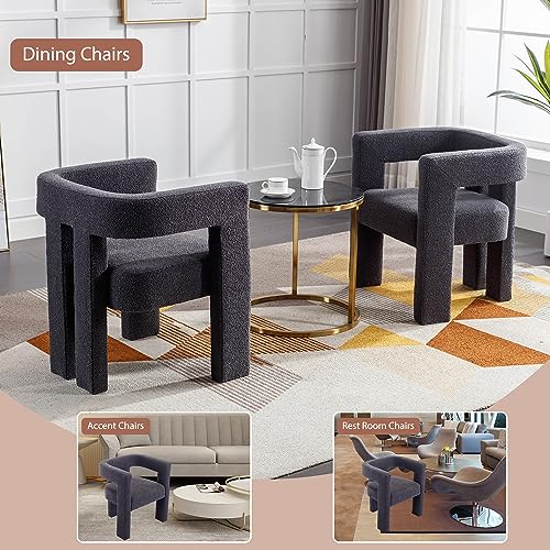 Set of 4 Green Boucle Dining Chair U950172