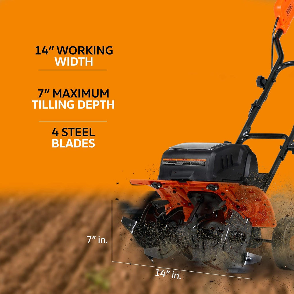 40V 14 Inch Electric Tiller Cultivator with Extra Battery H918206