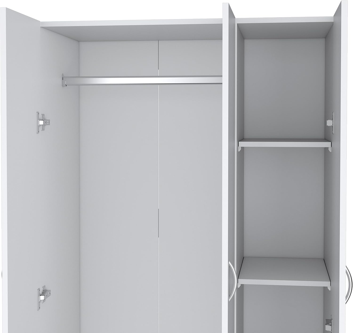 White 3-Door Wardrobe Armoire with 2 Drawers W669