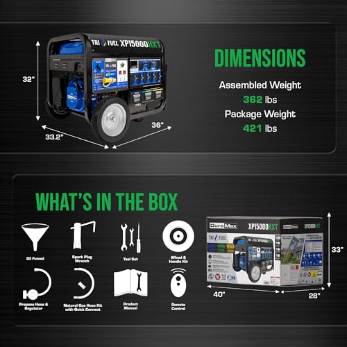 13,000-Watt 500cc Tri Fuel Gas Propane Natural Gas Portable Generator with CO Alert N912974