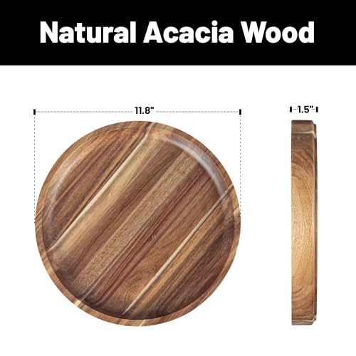 Rubber Wood Round Tray B6804