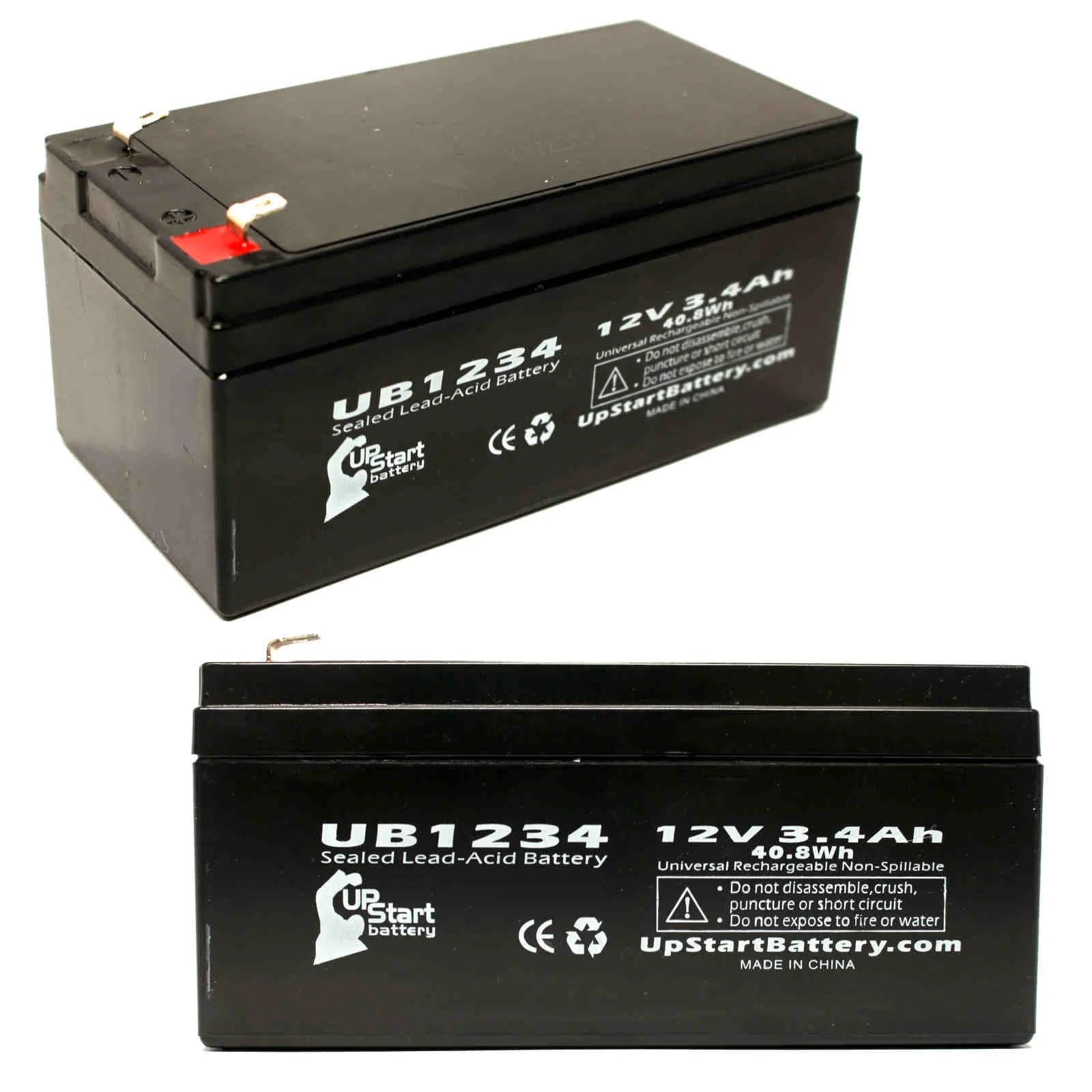 2 Pack Sealed Lead Acid Battery 12V 3.4Ah I130