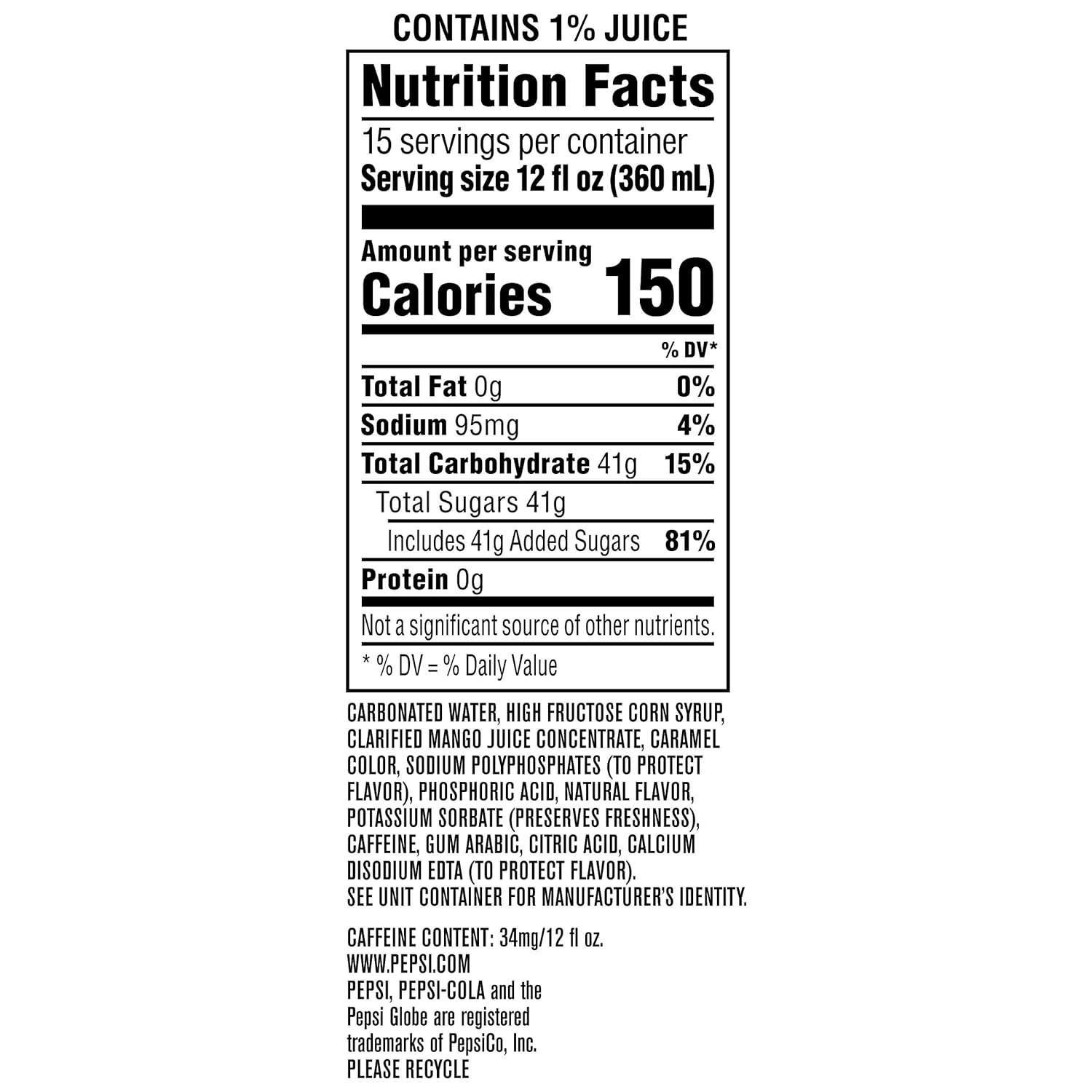 Mango 12oz Cans 15 Pack W7350