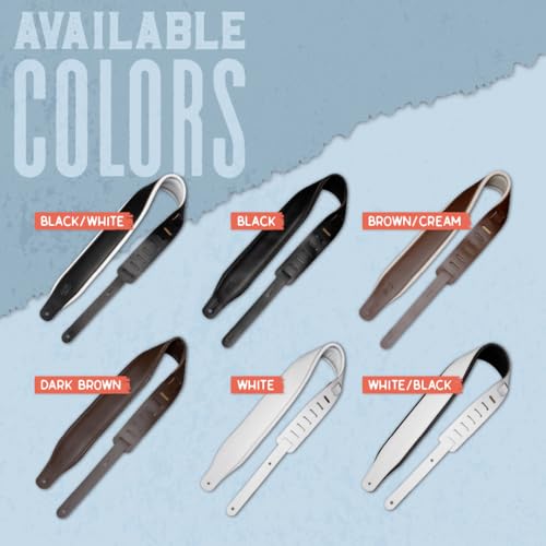 Black 3" Wide Leather Guitar Strap with Foam Padding T793838