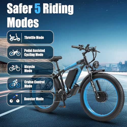 26 Inch Fat Tire Electric Mountain Bike 4000W Peak 48V 23Ah 21 Speed G318158