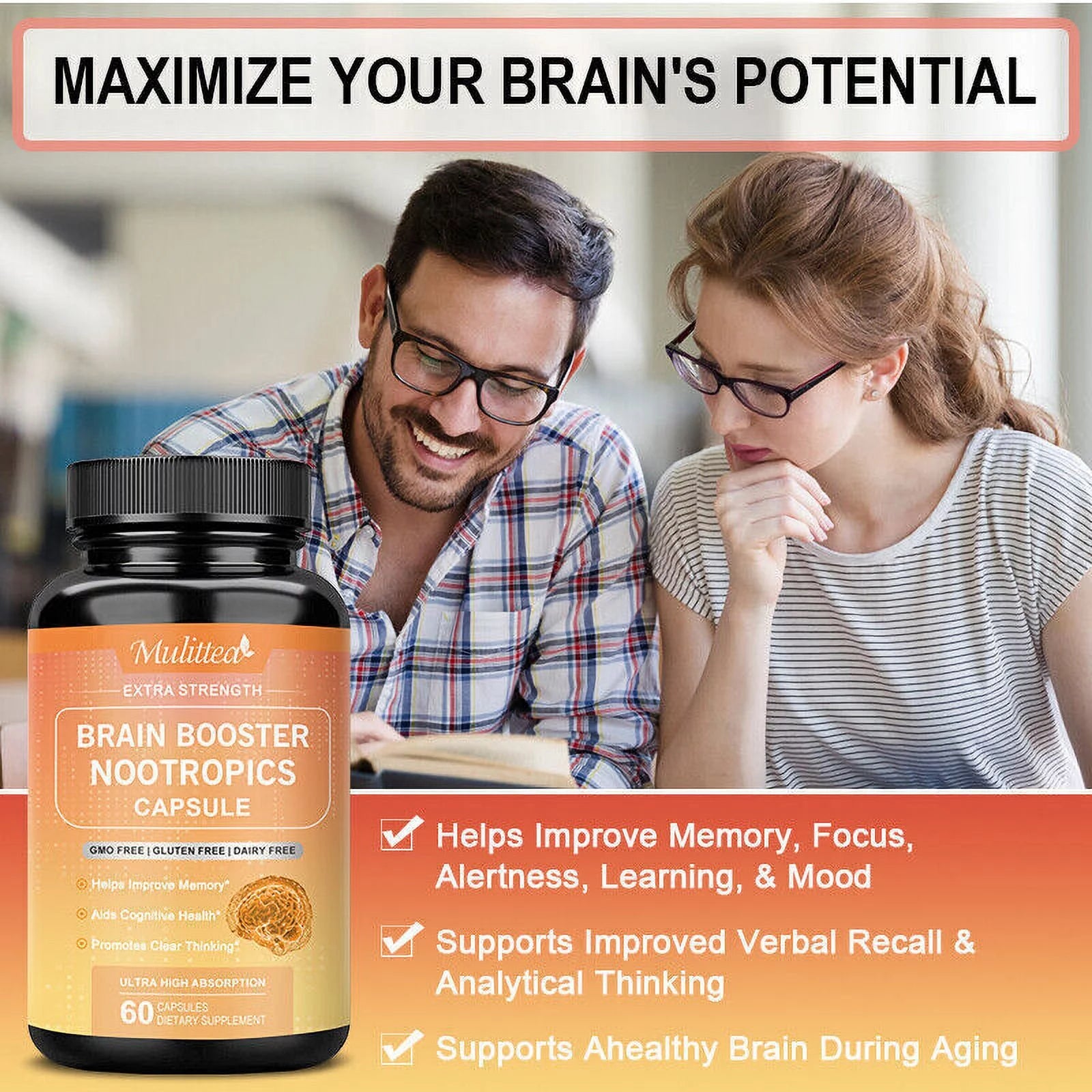 60 Capsules Memory Focus Mental Concentration Pills W96973