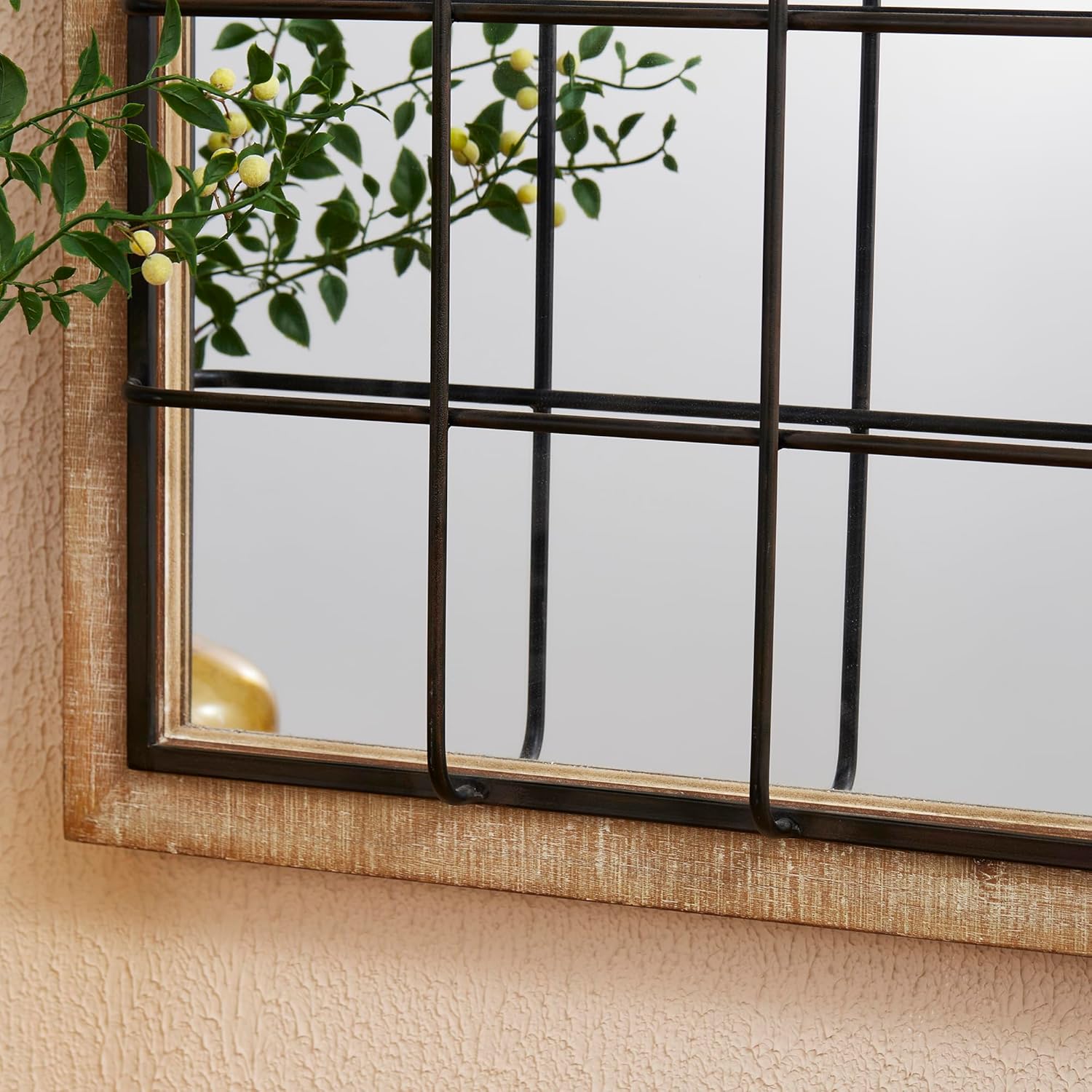 Windowpane Wall Mirror 24'' x 32'' Rectangle Wood Metal Frame F848