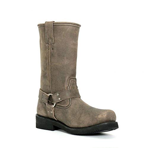 Stone Wash Brown 11-inch Tall Harness Leather Boots S35137