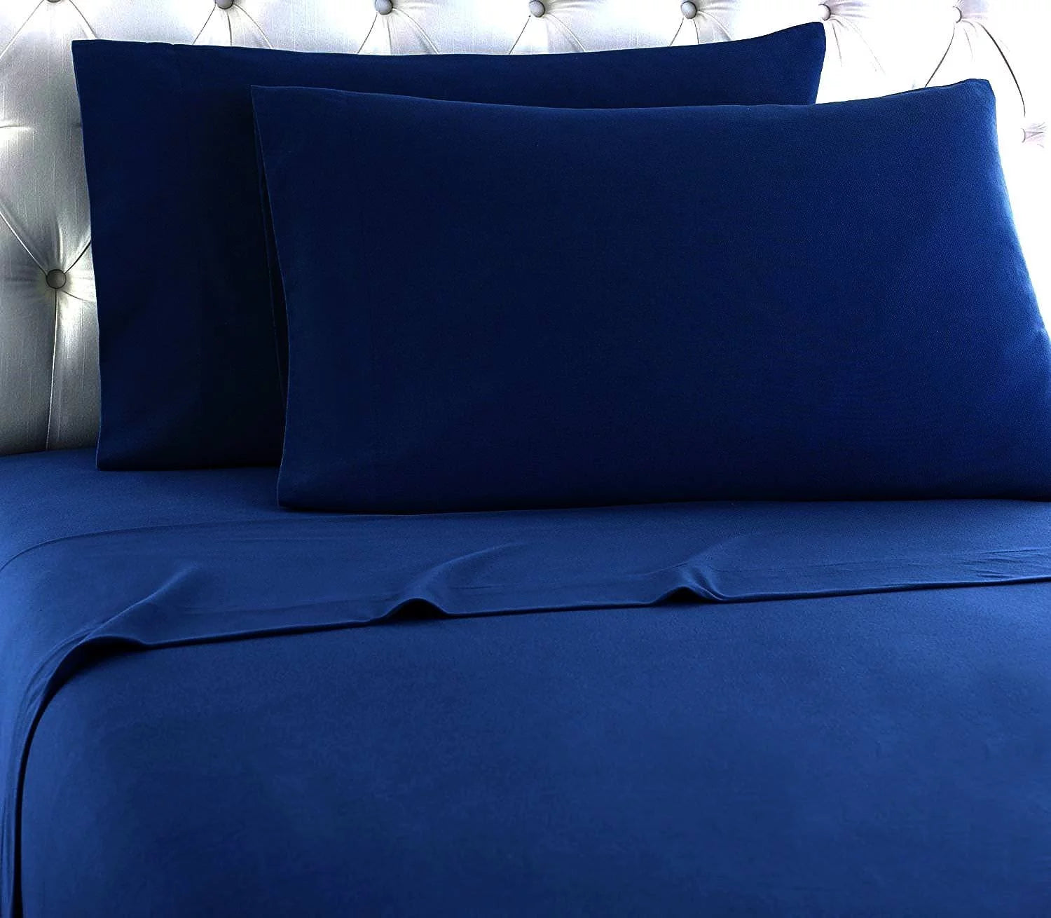 Navy Full Size 100% Cotton Flannel Sheet Set V785241