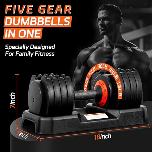 55LB Adjustable Dumbbell Set with Tray Q591377