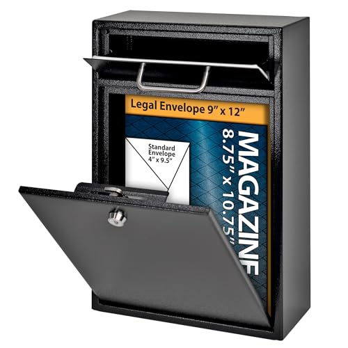 Black Steel Wall Mounted Mailbox K37094