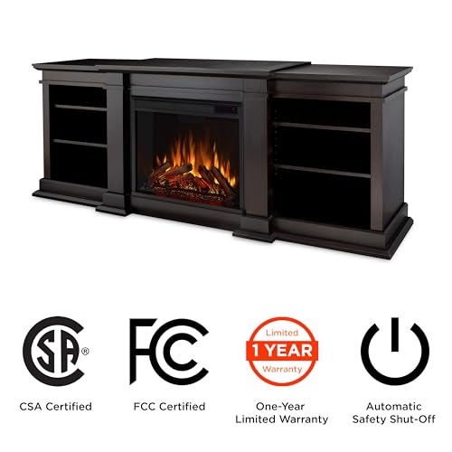 72" Black TV Stand with Electric Fireplace P39368