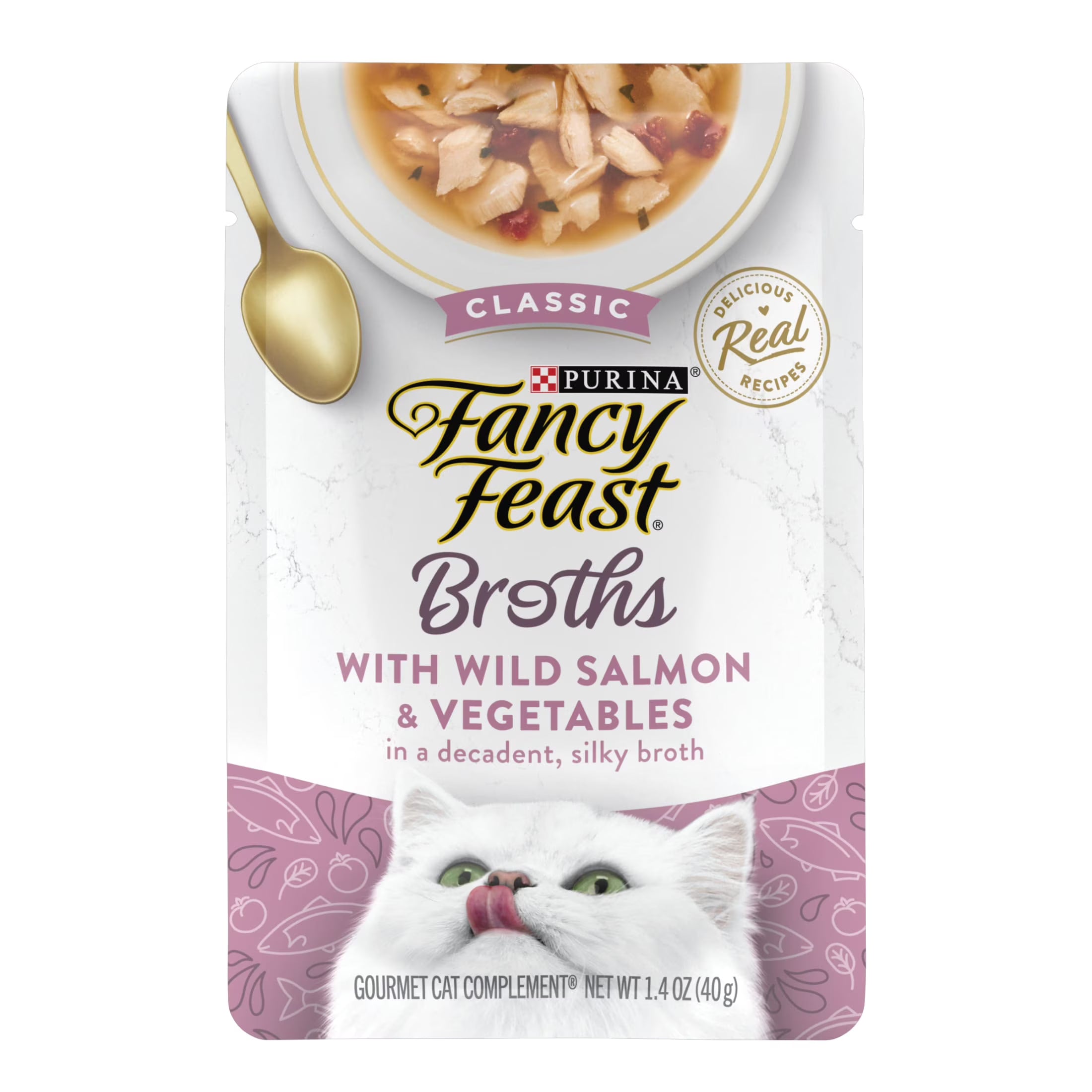 (8 pack) Wet Cat Food, Salmon & Vegetables, 1.4 oz Pouch X459902