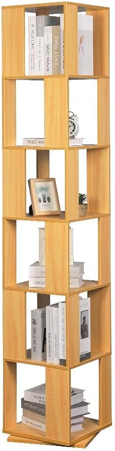 Walnut 6 Tiers Wooden Corner Bookcase I626916
