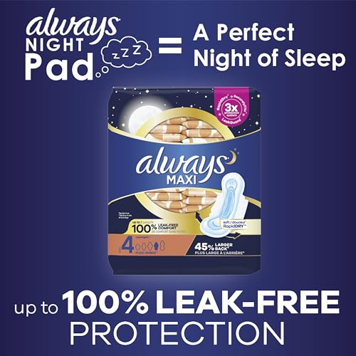 33 Count Overnight Unscented Maxi Pads with Wings L37083