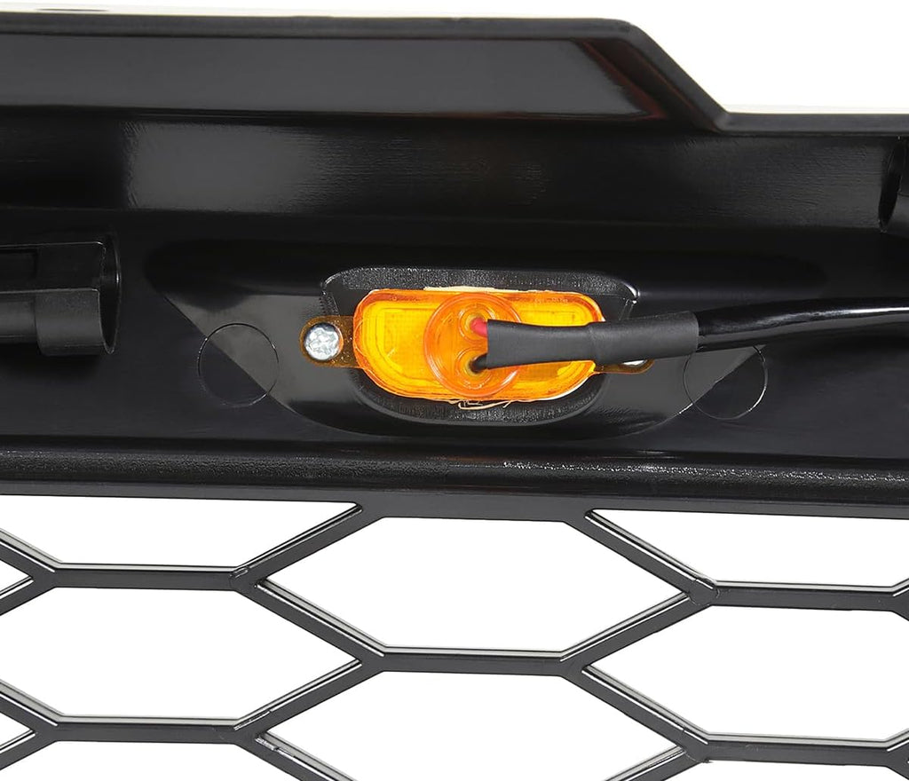 Matte Black Mesh Front Bumper Grille with Top LED Lights S797