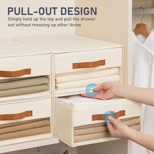 Grey Fabric Closet Organizers with Drawers, 4-Pack L4819
