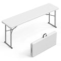 White 6 FT Narrow Folding Table with HDPE Material and Metal Frame N41154