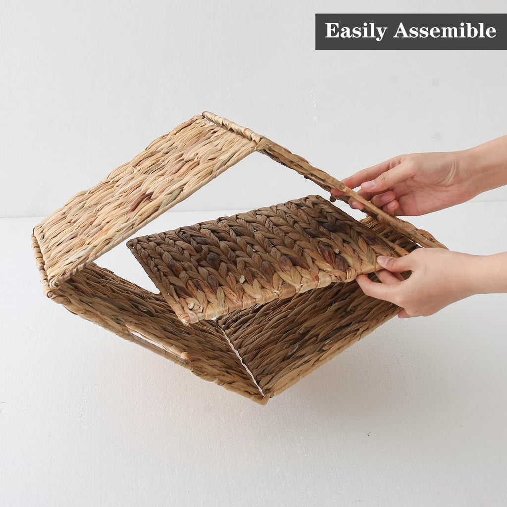 12x12x12 4 Pack Water Hyacinth Wicker Cube Storage Baskets R17852