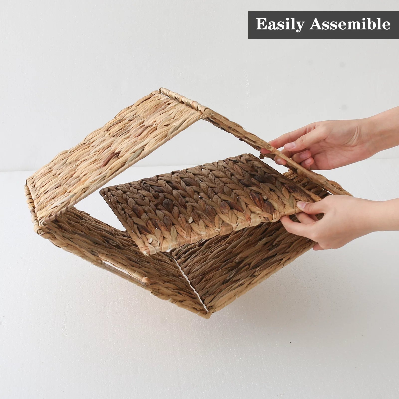 12x12x12 4 Pack Water Hyacinth Wicker Cube Storage Baskets R17852