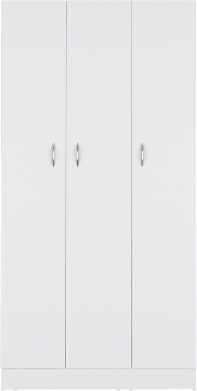 White 3-Door Wardrobe Armoire with 2 Drawers W669