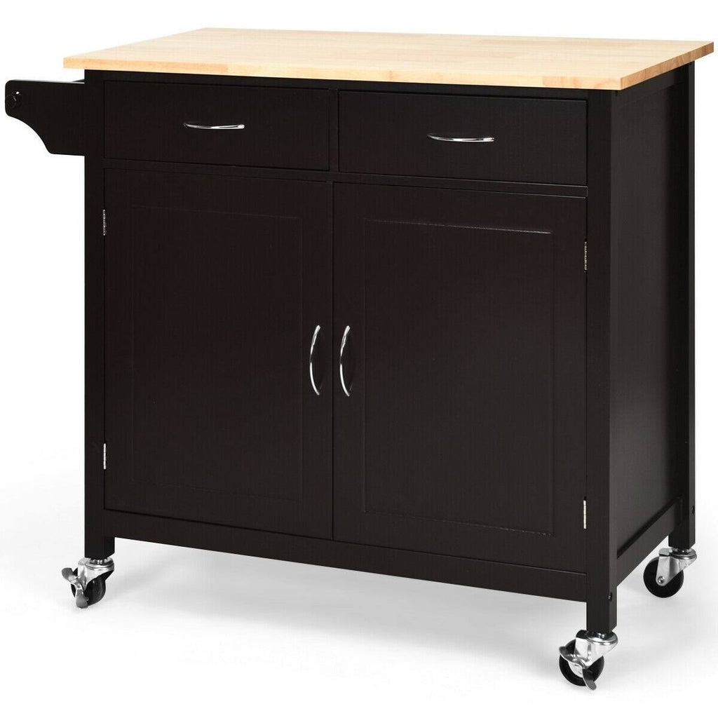 White Rolling Kitchen Cart with Wooden Top Z6138