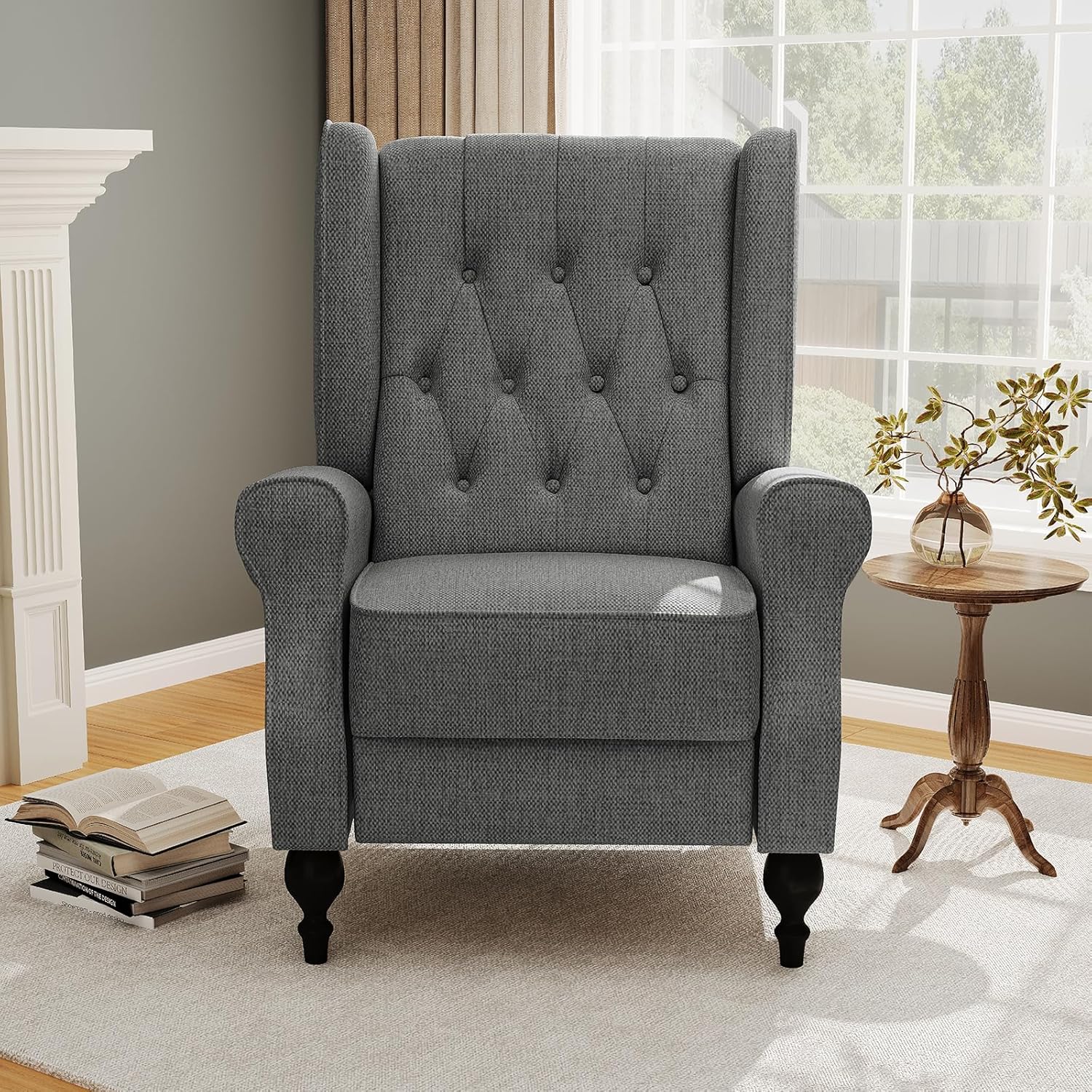 Dark Gray High Back Upholstered Recliner Chair Y498677