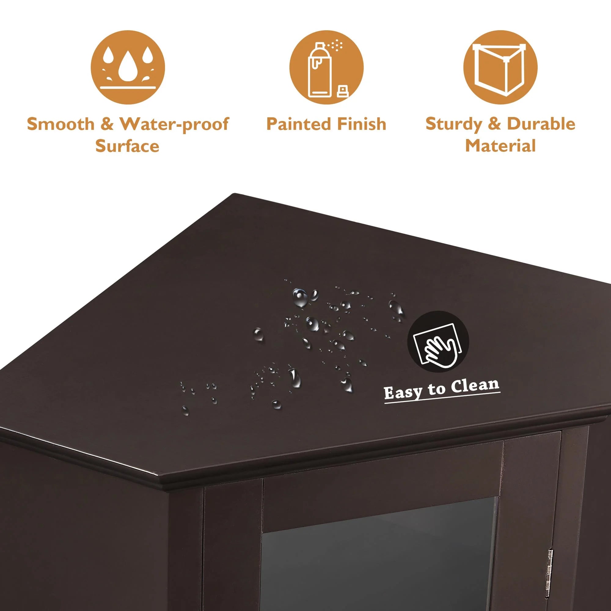 Freestanding Bathroom Cabinet with Glass Door, MDF Board with Painted Finish J983