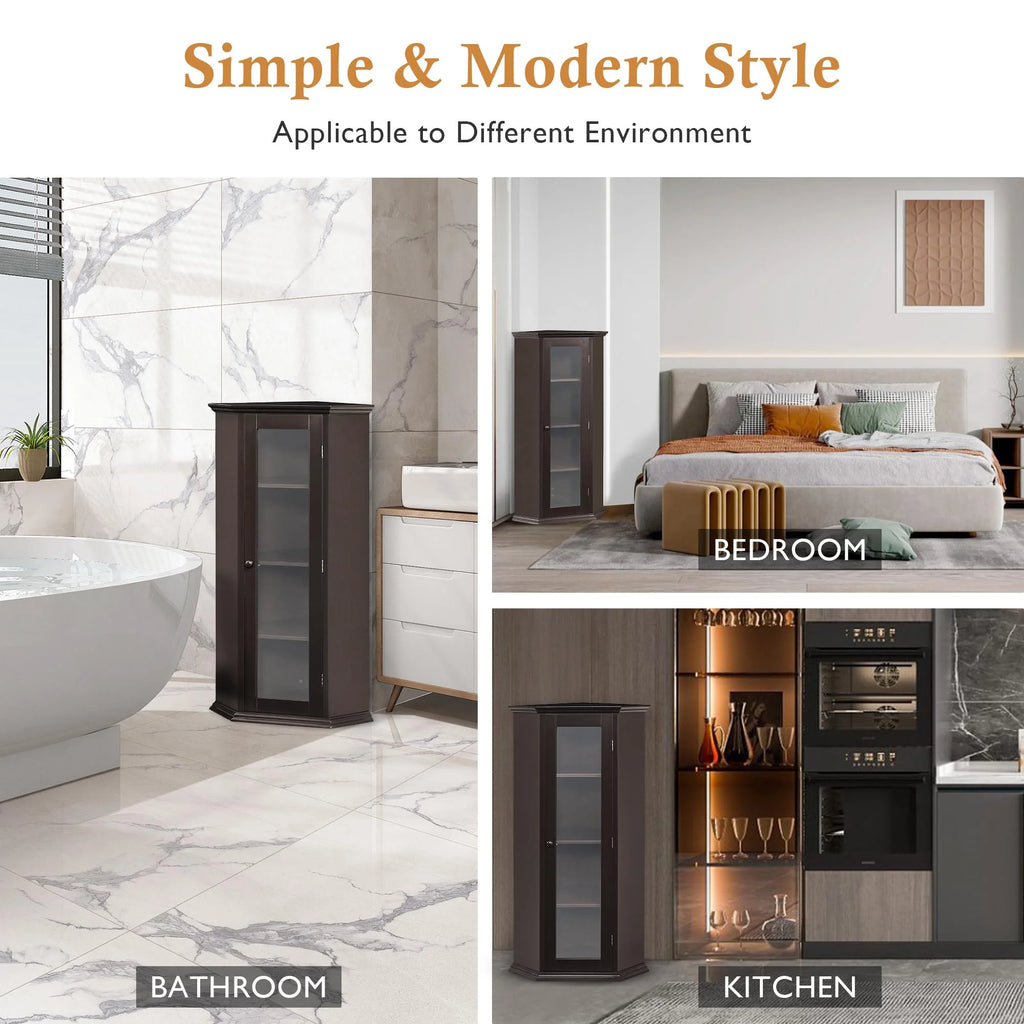 Freestanding Bathroom Cabinet with Glass Door, MDF Board with Painted Finish J983
