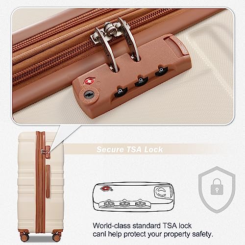 Brown and Ivory 4-Piece Expandable Hardside Suitcase Set M480314