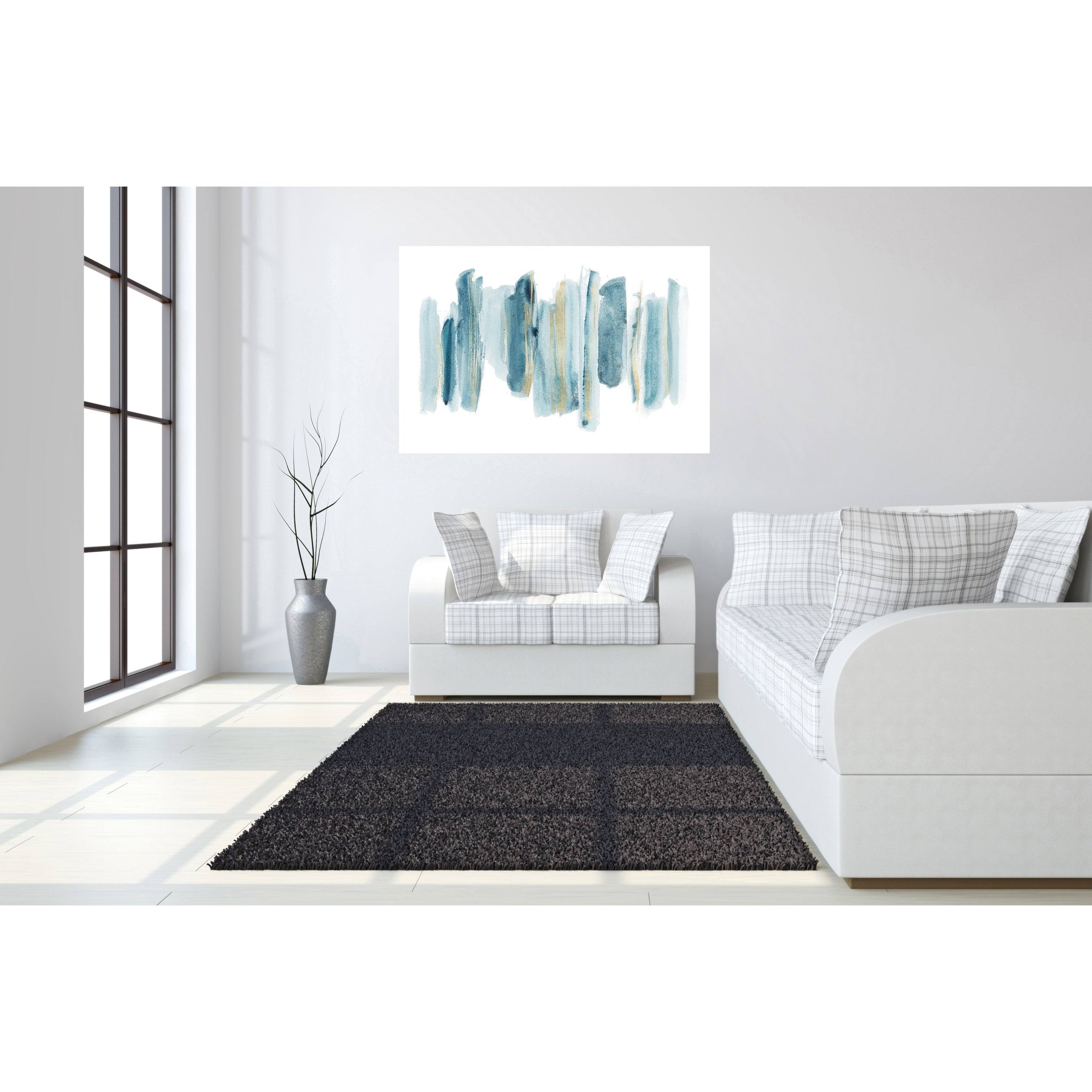 40x60 Blue and Gold Abstract Tempered Glass Wall Art B47626