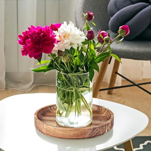 Rubber Wood Round Tray B6804