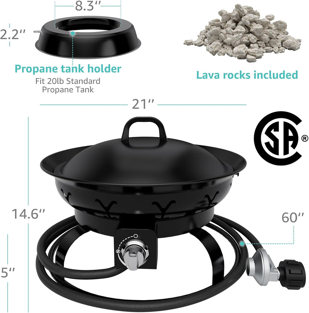 Portable Propane Fire Pit with Lid B7193