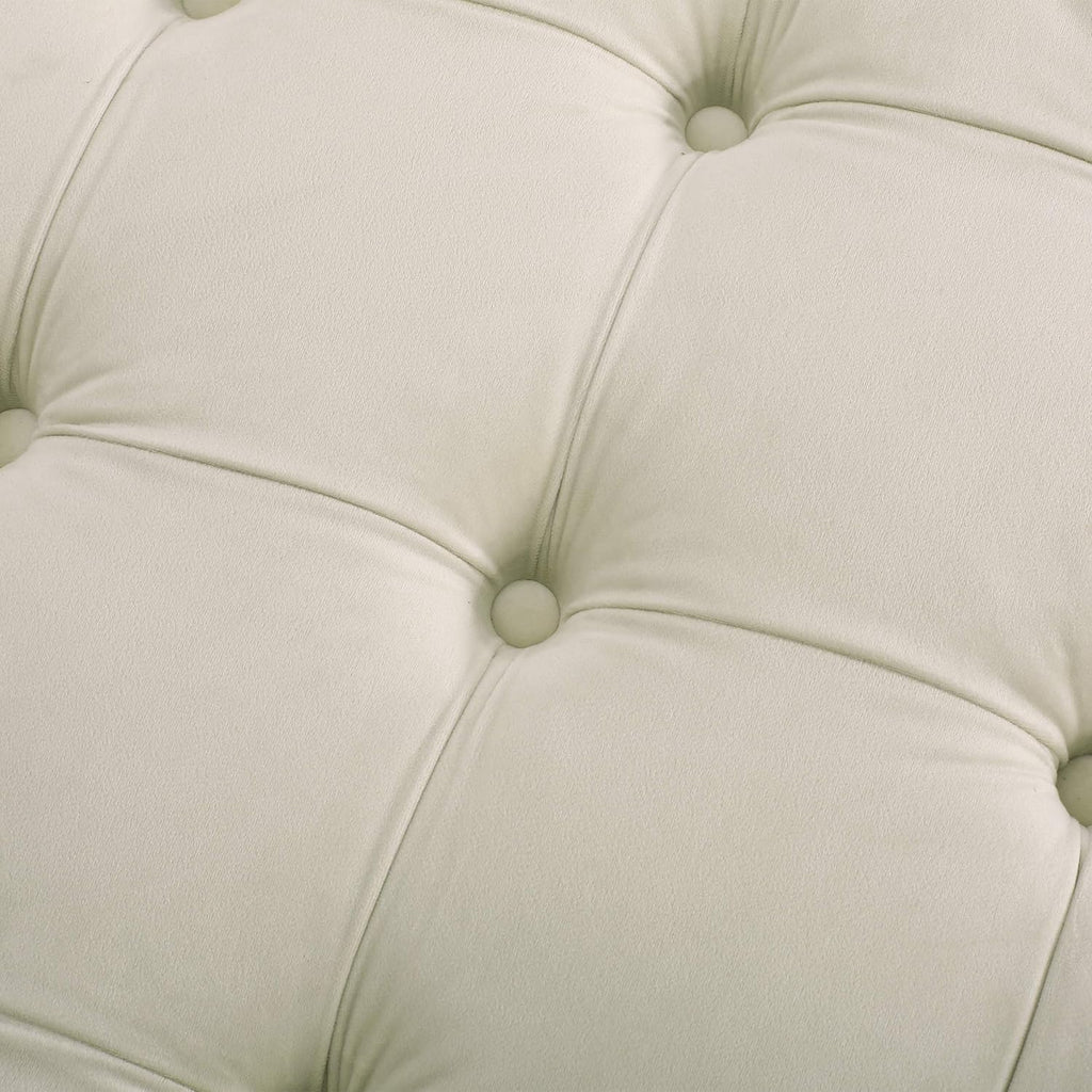 Beige Round Tufted Velvet Ottoman M936378