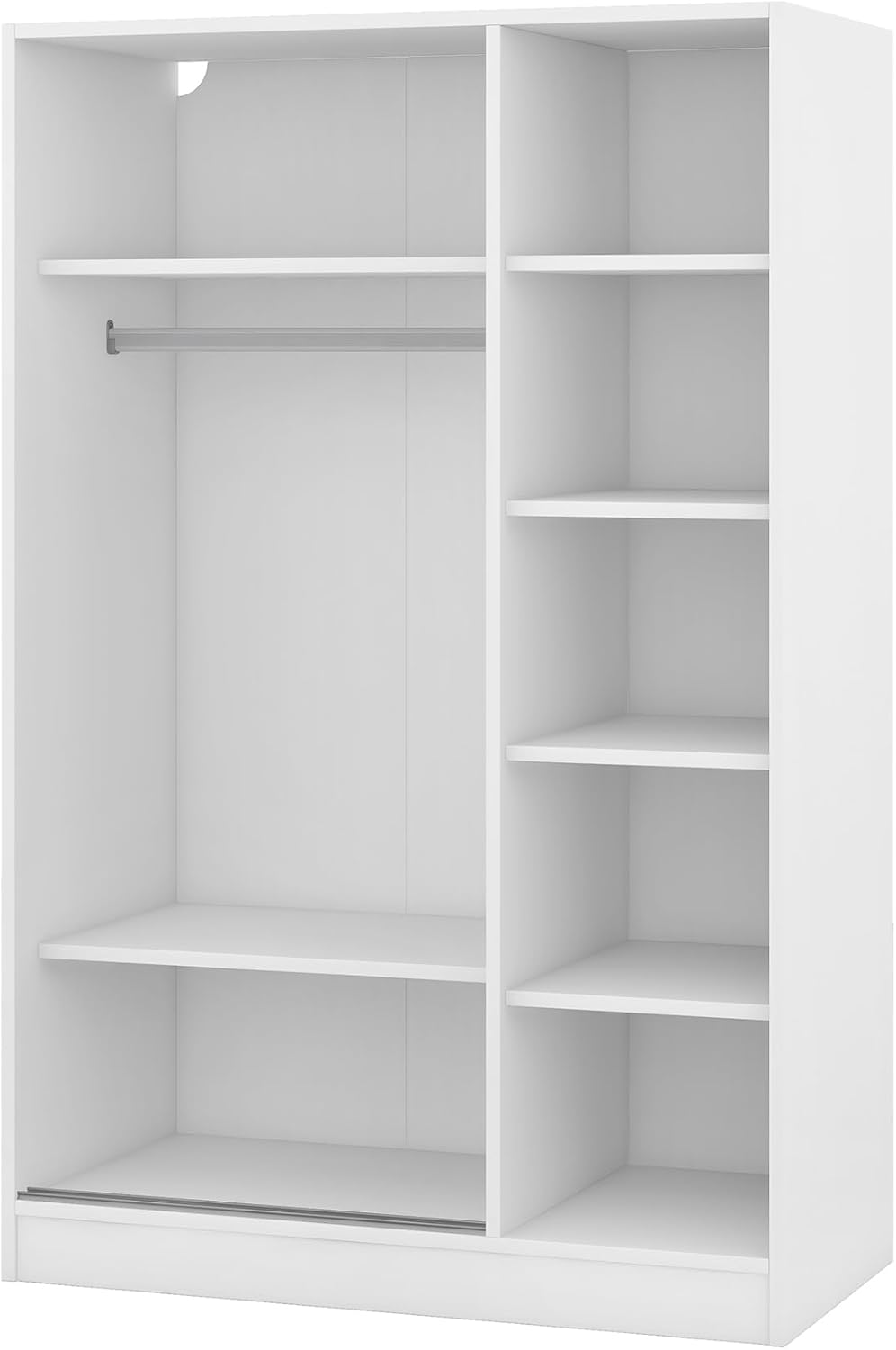 White 3 Doors Wood Wardrobe with Shelves and Hanging Rail J391830