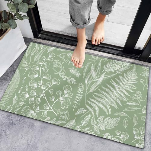 Sage Green Indoor Door Mats, Non-Slip Low Profile Entryway Rugs, 18x30IN C827