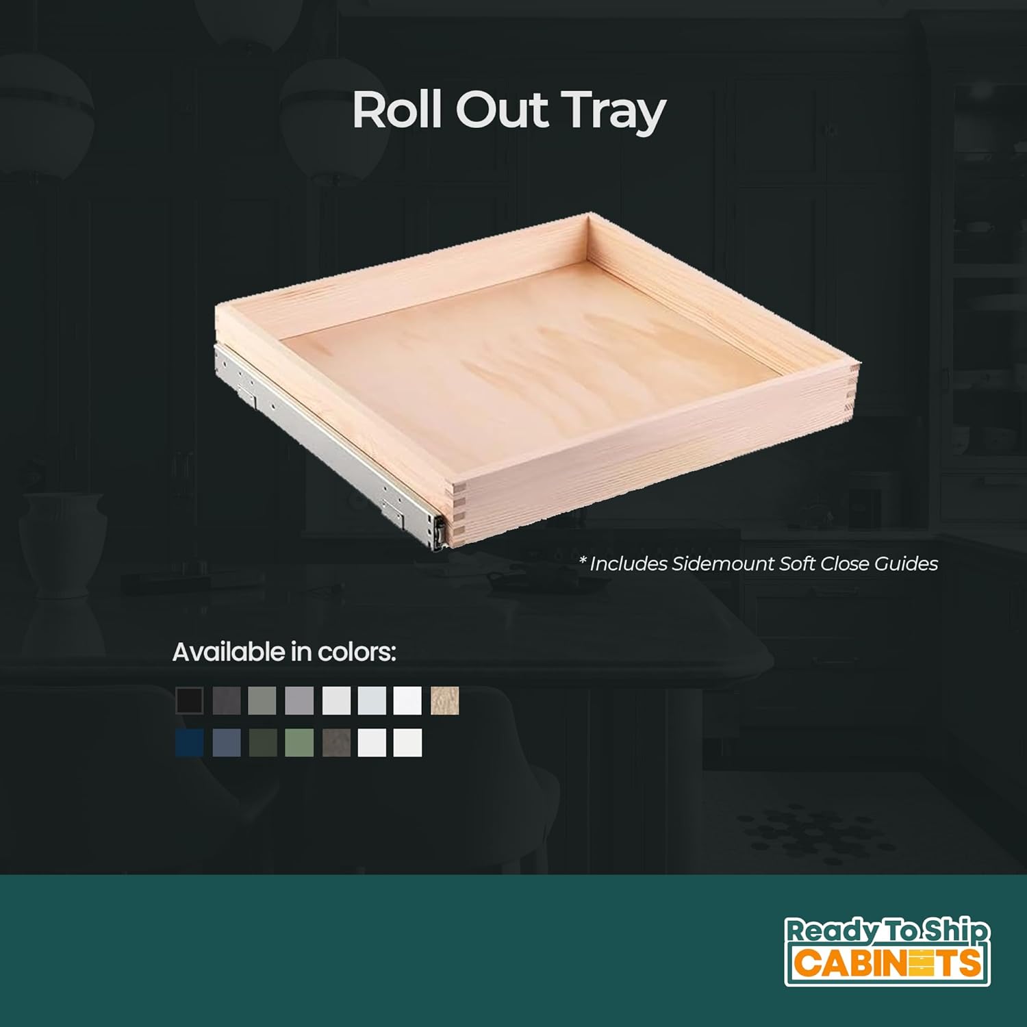 Slim Off White Shaker Roll Out Tray, 33W x 4H inch N17287
