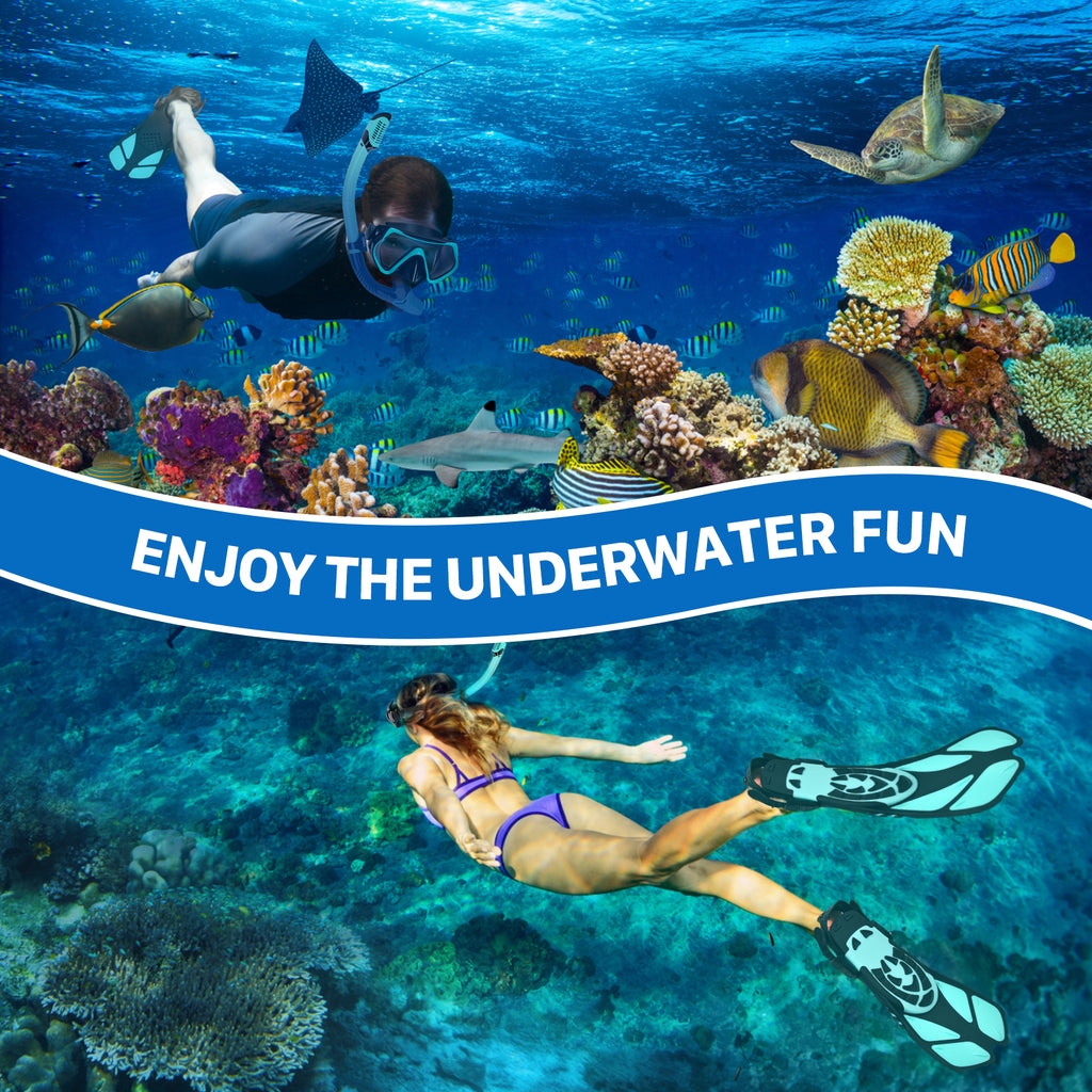 5 in 1 Snorkeling Gear Set with Tempered Glass and Travel Bag P1990