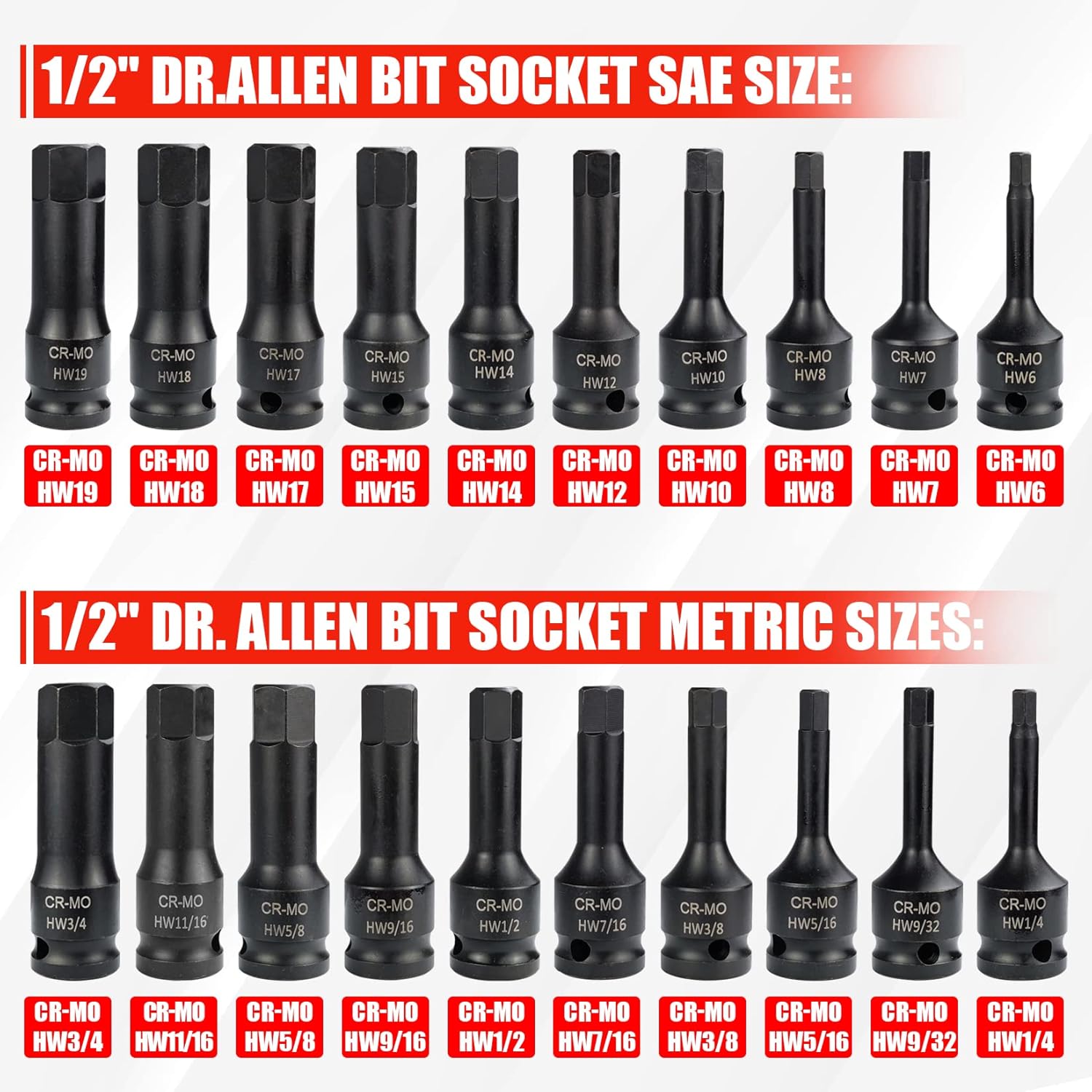 20 Piece 1/2 Drive Master Impact Hex Driver Set with Storage Case K433
