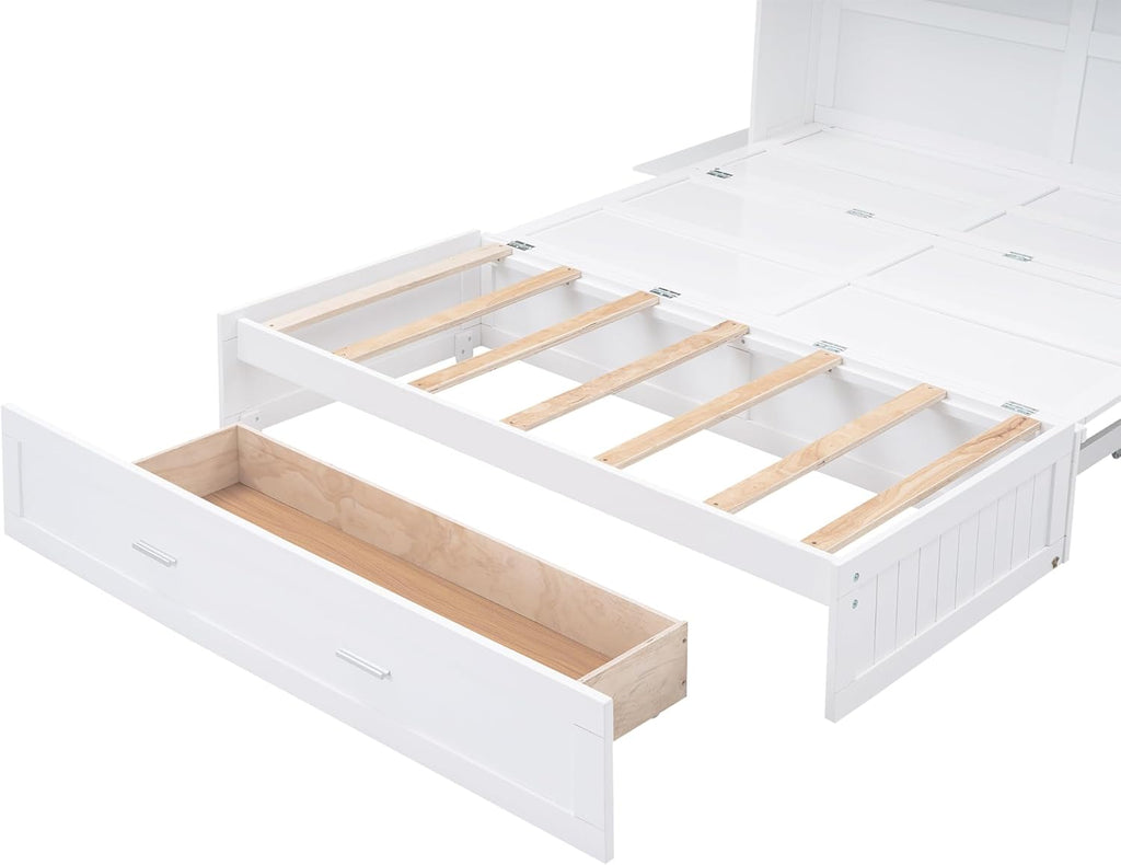 Queen Size Murphy Bed with Bookcase and Drawer A77152