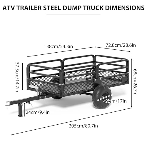 Heavy Duty Steel Dump Cart Utility Trailer with Removable Sides I893