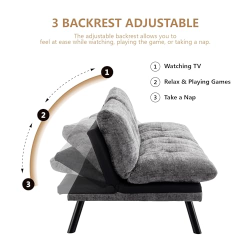 Dark Gray Polyester Memory Foam Convertible Futon Sofa Bed K9239
